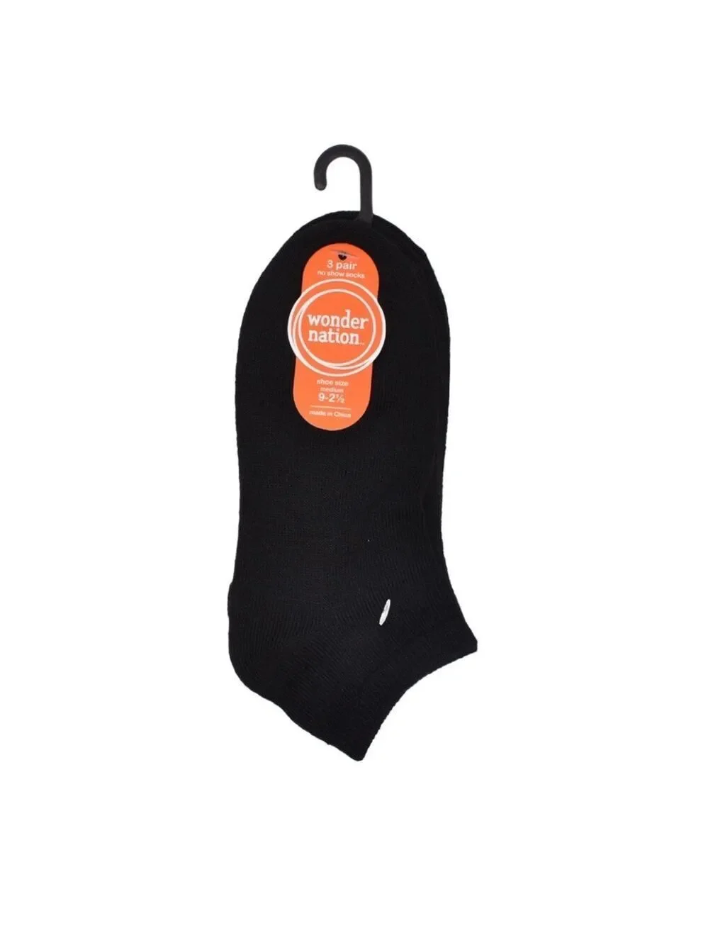 Wonder Nation BOYS 3-Pair Pack Black No-Show Socks Size Medium 9-2.5 BNWT